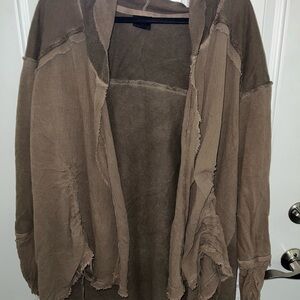 Bobeau Olive Green Hooded Cardigan Relaxed Fit Soft Material